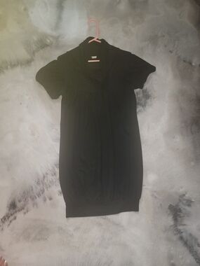 Lia Lee Black Short Sleeve Cowl Neck Tunic Dress